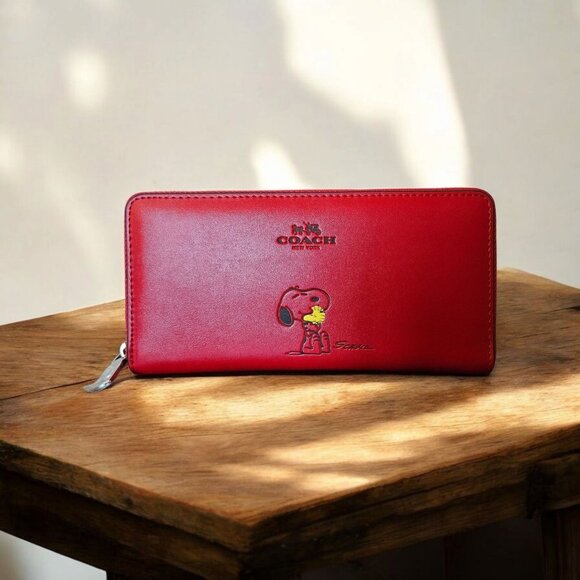 Coach Handbags - Coach x Peanuts Snoopy Wallet Red Vermillion F53773 Zip Around NWT Woodstock